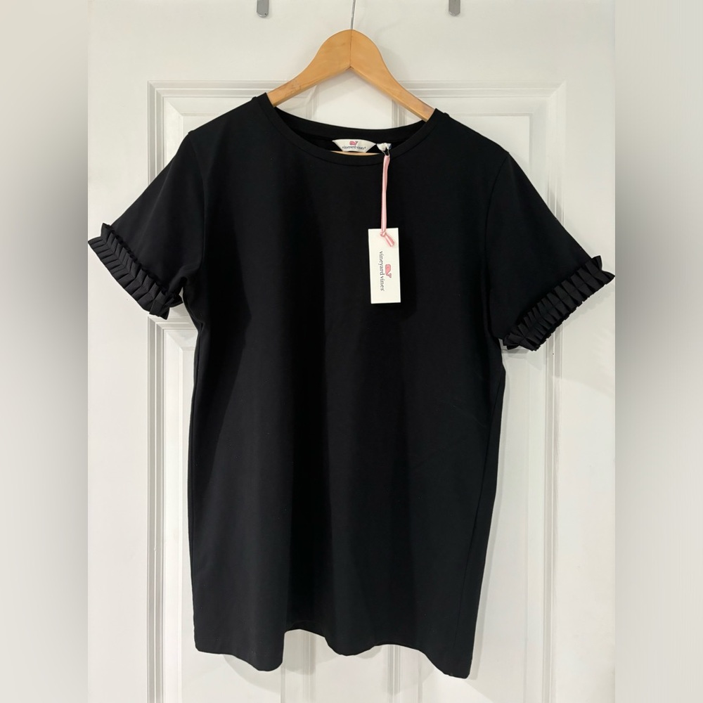 NWT Women’s black vineyard vines pleated grosgrain ribbon trim shirt
